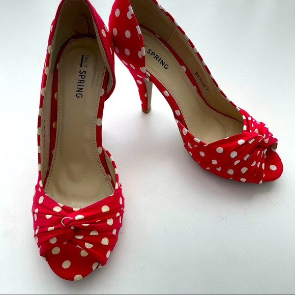 Call It Spring Shoes - NWT Call It Spring Red Polka Dot Heels